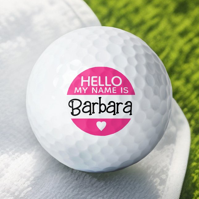 Pelotas De Golf Hola mi nombre es - Hot Pink - Personalizado Nombr (Add Your Name to this Personalized Golf Ball)