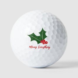 Pelotas De Golf Holly berries Merry Everything Holiday