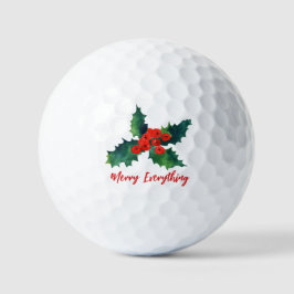 Pelotas De Golf Holly berries Merry Everything Holiday