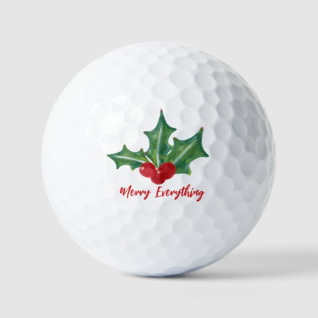 Pelotas De Golf Holly berries Merry Everything Holiday (Anverso)