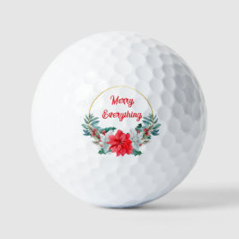 Pelotas De Golf Holly Poinsettia Wreath Merry Everything Holiday