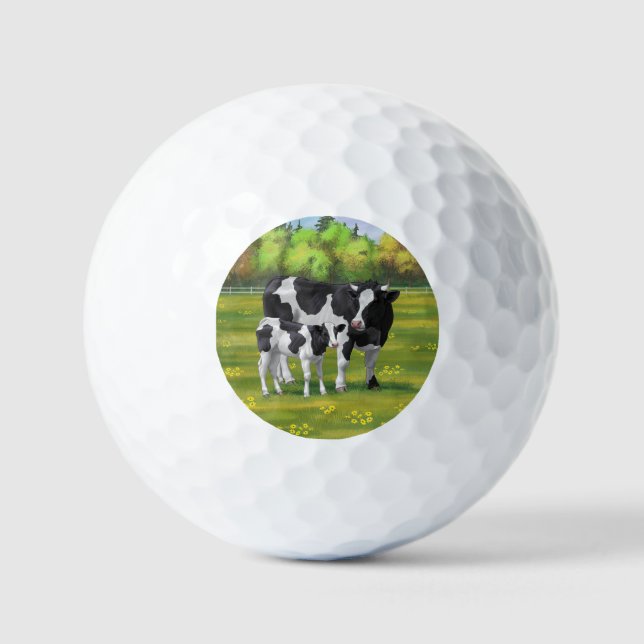Pelotas De Golf Holstein Cow & Cute Calf Golf Balls (Anverso)