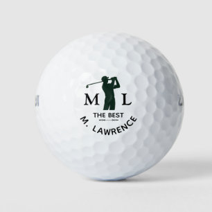 Pelotas De Golf Hombre golfista blanco negro personalizado nombre