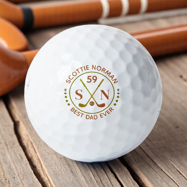 Pelotas De Golf Hombres Golfer Regalos Classic Brown Monograma (Subido por el creador)