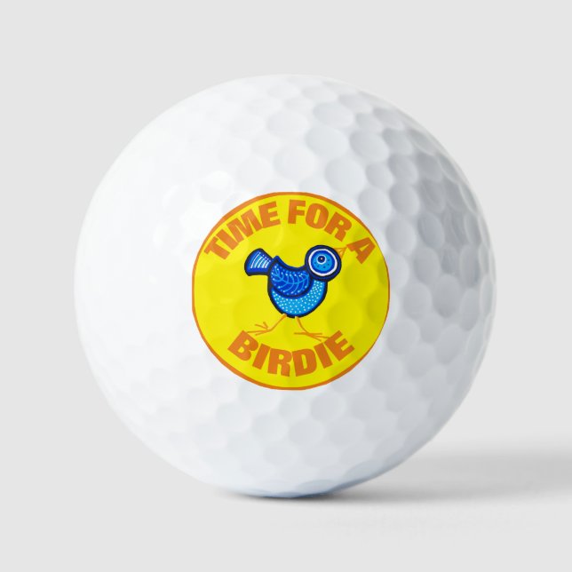 Pelotas De Golf Hora de un birdie fondo amarillo (Anverso)