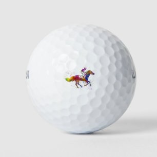 Pelotas De Golf Horse racing in watercolor