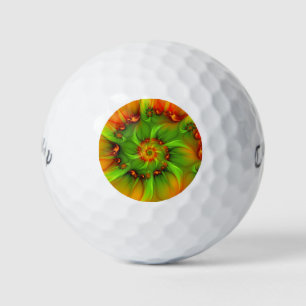 Pelotas De Golf Hot Summer Green Orange Abstract Colorful Fractal