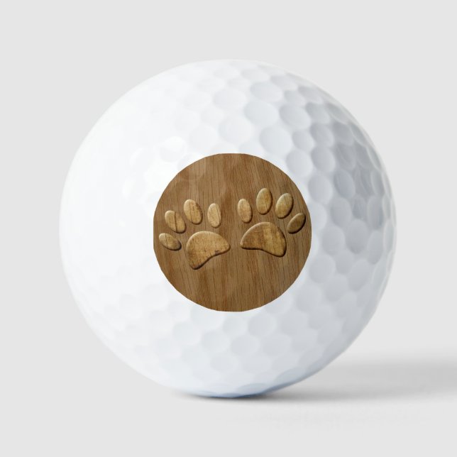 Pelotas De Golf Huellas de pata de perro de madera (Anverso)