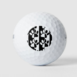 Pelotas De Golf Huellas de perro en blanco y negro y rayas