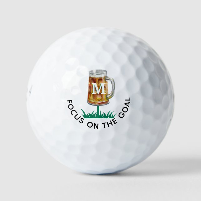 Pelotas De Golf Humor 19.º Monograma de Cerveza Tee (Anverso)