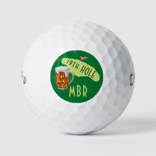 Pelotas De Golf Humor 19TH Hole Beer Glass Putt Inicials Golf Ball