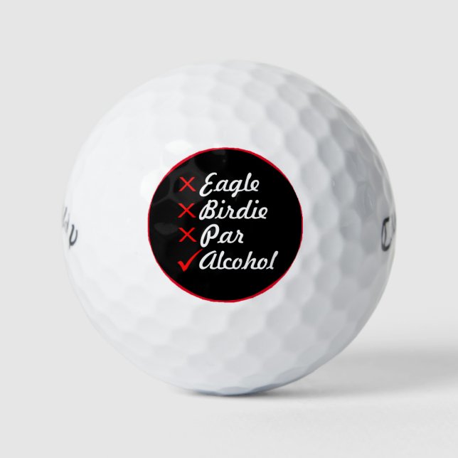 Pelotas De Golf Humor de golf de Eagle Birdie Par Alcohol 2 (Anverso)