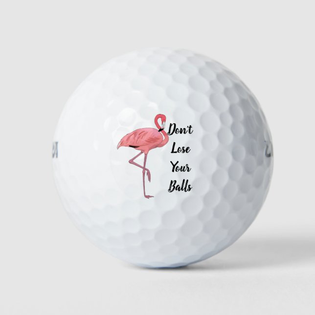 Pelotas De Golf Humor de golf personalizado Flamingo rosa (Anverso)