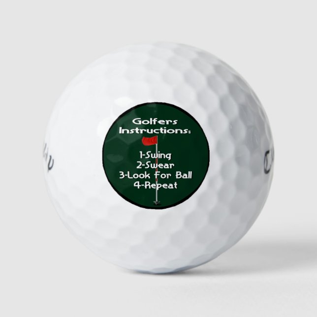 Pelotas De Golf Humor de instrucciones de Golfers (Anverso)