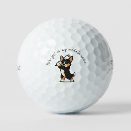 Pelotas De Golf Humor de Tri-Color Corgi 'Par-fect Is My Middle Na
