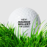 Pelotas De Golf Humorística Personalizada Golfer Nombre Funny Lost<br><div class="desc">Identifique sus bolas con su nombre... negrita negra y gris sans serif estilo de letra... primer y apellido editable... una manera simple y agradable, con un toque de humor, diciendo que la pelota es tuya... si la encuentra, por favor regrese a... le falta al dueño, con las palabras "¡OYE! ESTOY...</div>