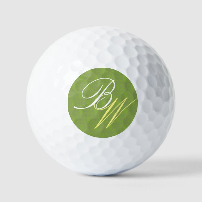 Pelotas De Golf Hunter Green ⛳ ✨ Iniciales Art Deco (Anverso)