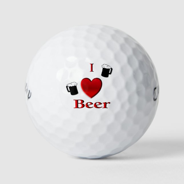 Pelotas De Golf I Heart Beer Design (Anverso)
