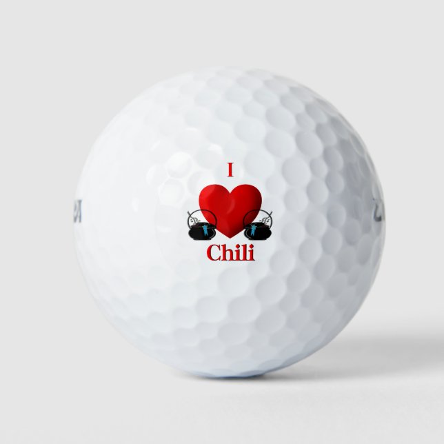 Pelotas De Golf I Heart Chili Pots with Blue Ribbons (Anverso)
