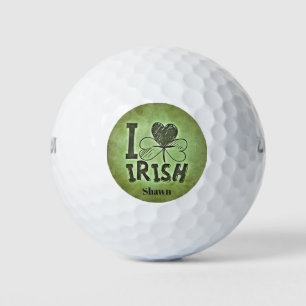 Pelotas De Golf I Heart Irish Shamrock Monograma Nombre