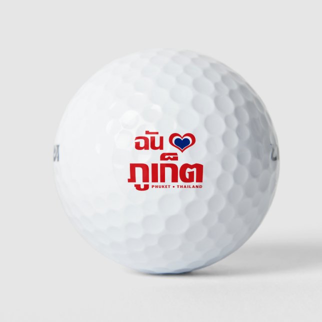 Pelotas De Golf I Heart (Love) Phuket + Tailandia (Anverso)