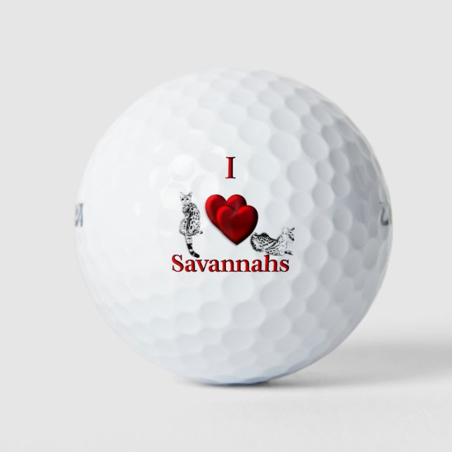 Pelotas De Golf I Heart Savannah Cat Silver (Anverso)