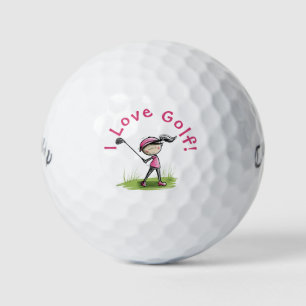 Pelotas De Golf "I Love Golf" Fun Golf Gal Golf Ball