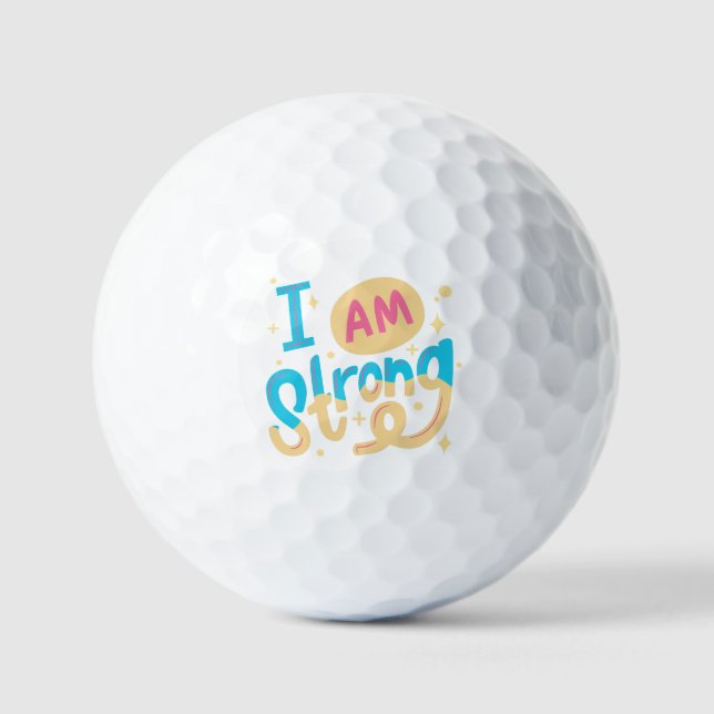 Pelotas De Golf I’m Strong Motivational Typography Design (Anverso)
