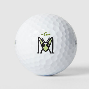 Pelotas De Golf Icono de Edgy Grasshopper monogramado frente a vis