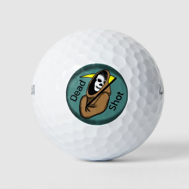 PELOTAS DE GOLF ICONO DE REAPERTURA GRIM "DISPAROS MUERTOS" (Anverso)