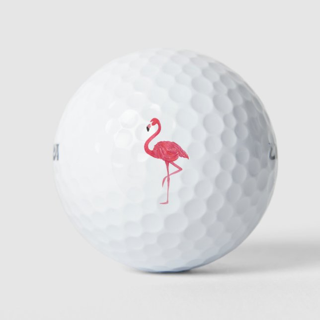 Pelotas De Golf Ilustracion acuático Flamingo rosa (Anverso)