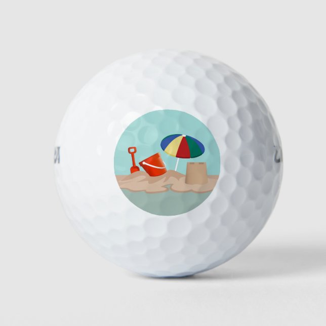 Pelotas De Golf Ilustracion Bucket and Spade Circle Beach Scene (Anverso)