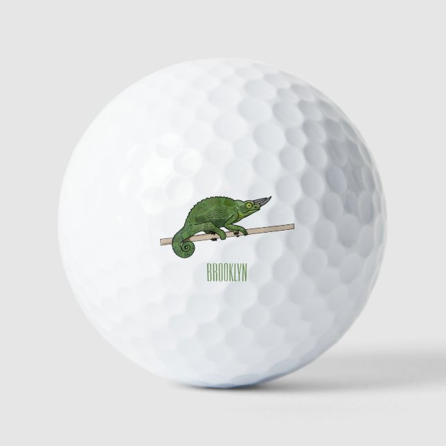Pelotas De Golf Ilustracion chameleon personalizado de Jackson (Anverso)