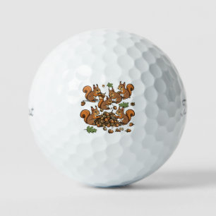 Pelotas De Golf "Ilustracion de ardilla de madera divertida"