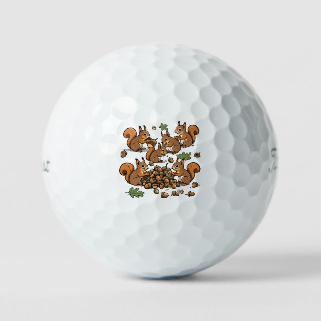 Pelotas De Golf "Ilustracion de ardilla de madera divertida" (Anverso)