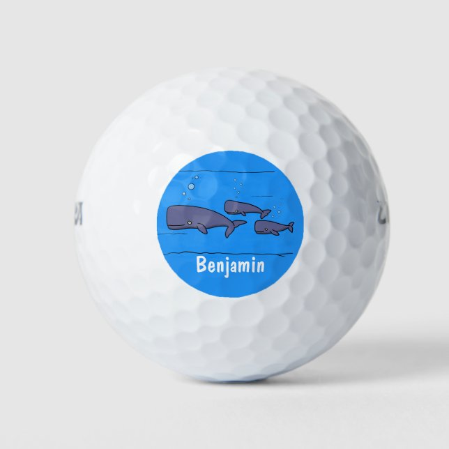 Pelotas De Golf Ilustracion de ballenas personalizados migratorias (Anverso)