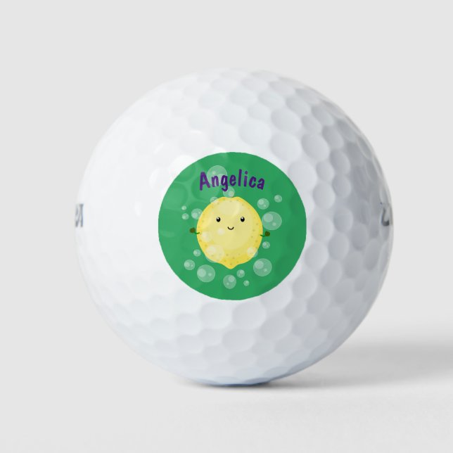 Pelotas De Golf Ilustracion de burbujas de personalizado de limón (Anverso)