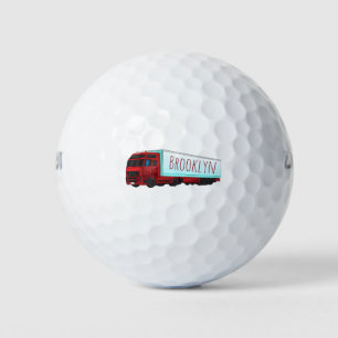 Pelotas De Golf Ilustracion de camión de remolques rojos