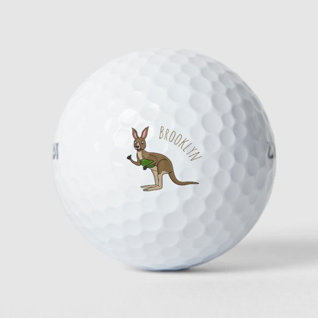 Pelotas De Golf Ilustracion de canguro australiano bastante feliz (Anverso)