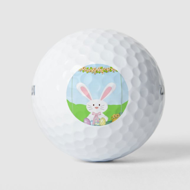 Pelotas De Golf Ilustracion de conejo de Pascua (Anverso)