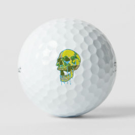 Pelotas De Golf Ilustración de cráneo goteando neón – Arte Grunge