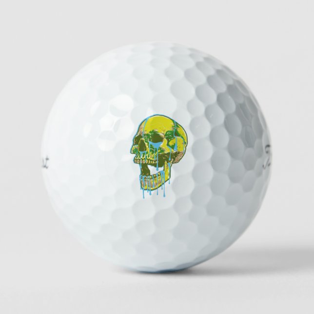 Pelotas De Golf Ilustración de cráneo goteando neón – Arte Grunge  (Anverso)