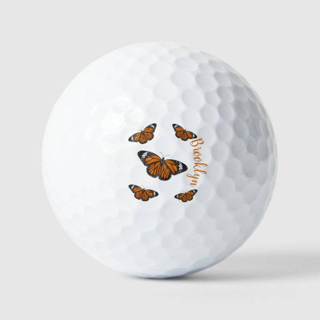 Pelotas De Golf Ilustración de dibujos animados de mariposa monarc (Anverso)