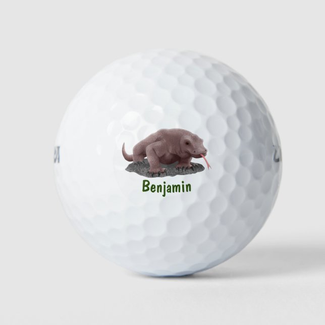 Pelotas De Golf Ilustracion de dragón de Komodo (Anverso)