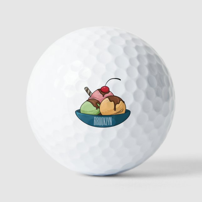 Pelotas De Golf Ilustracion de helado personalizado (Anverso)