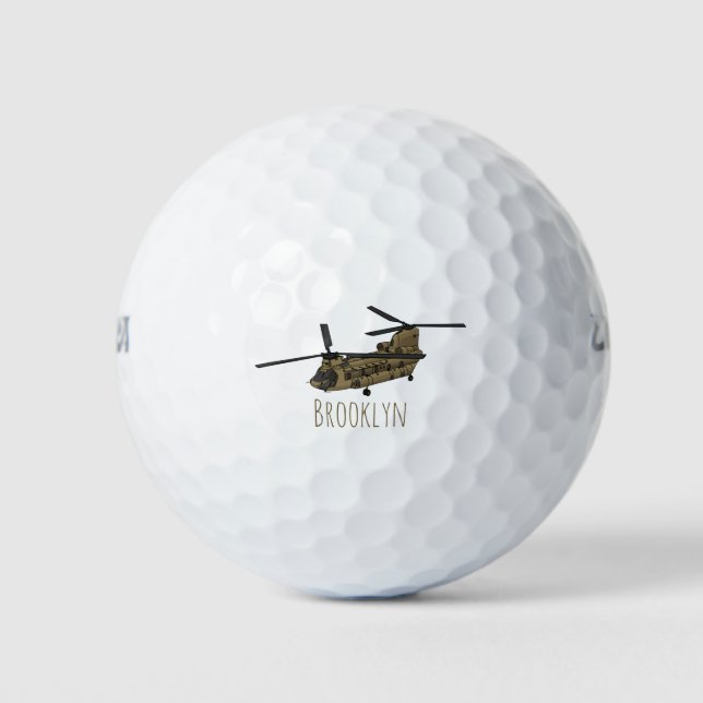 Pelotas De Golf Ilustracion de helicópteros militares de Chinook (Anverso)