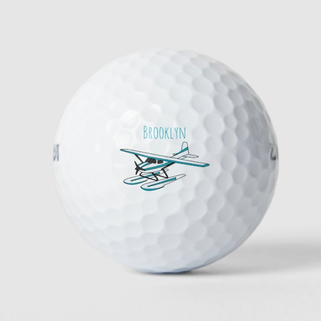 Pelotas De Golf Ilustracion de hidroavión azul blanco (Anverso)