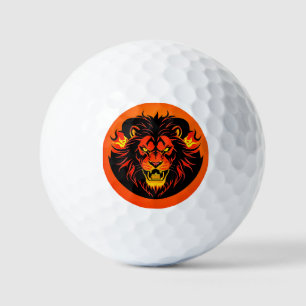 Pelotas De Golf Ilustración de León Ardiente Rodeado de Flamígero