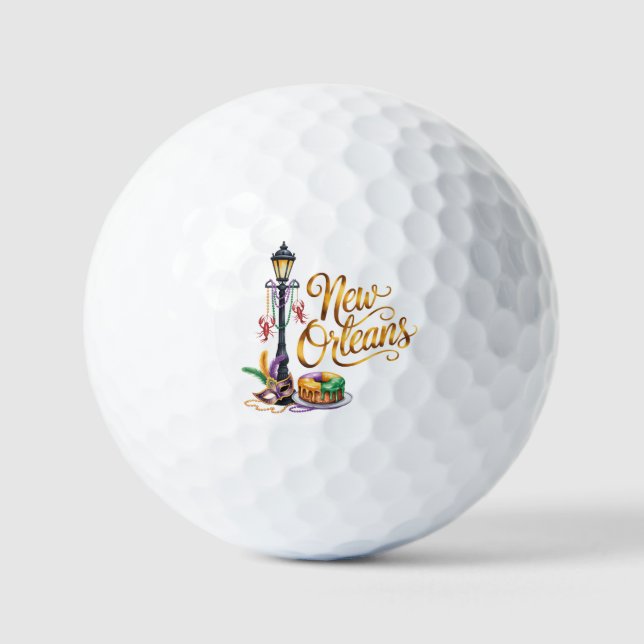Pelotas De Golf Ilustración de Mardi Gras New Orleans (Anverso)
