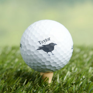Pelotas De Golf Ilustracion de pájaro negro personalizado